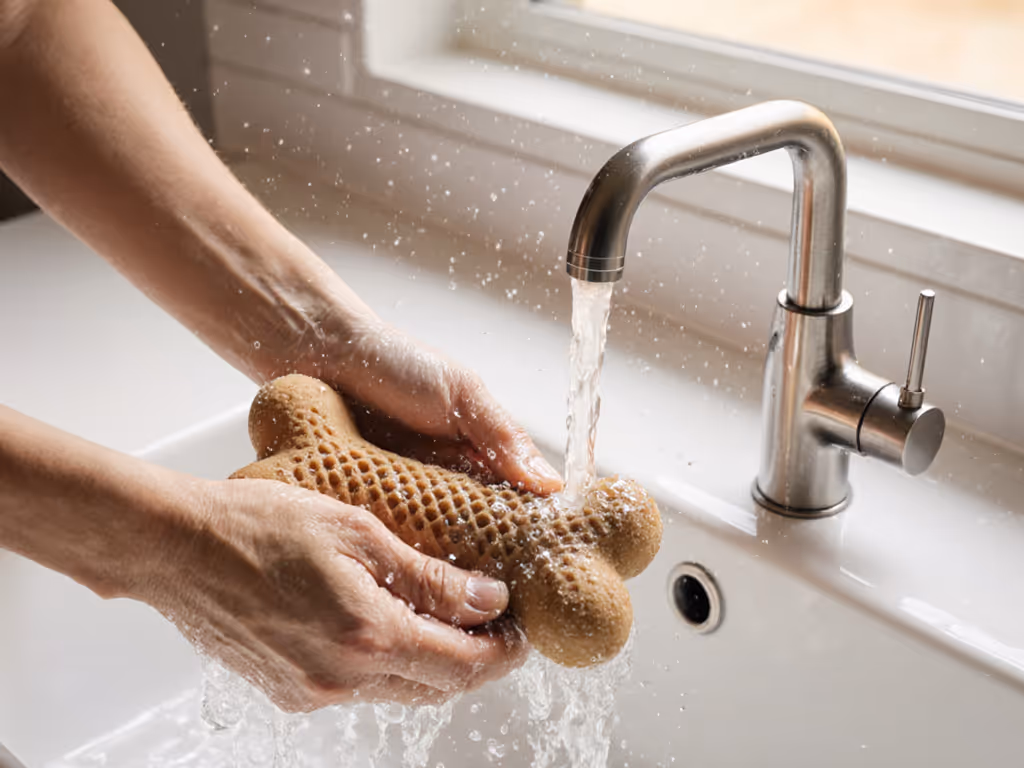 close-up of Benebone Wishbone being rinsed in sink