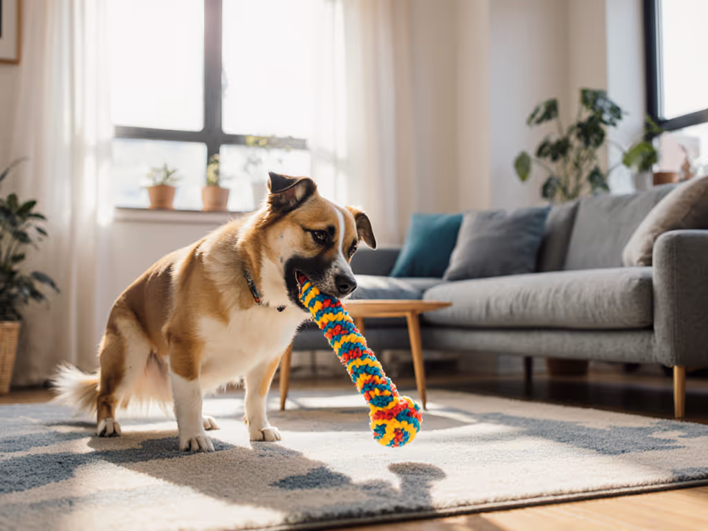 dog_playing_with_durable_toy_in_apartment_living_room